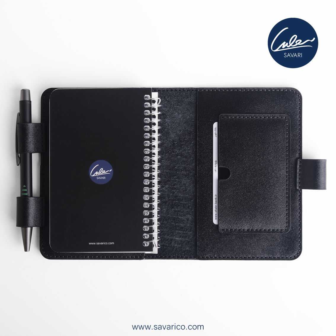 ژورنال جیبی با جلد چرم طبیعی به همراه دفترچه یادداشت قابل تعویض برند سواری SAVARI ( مدل S-23 ) با ضمانتنامه 2 ساله